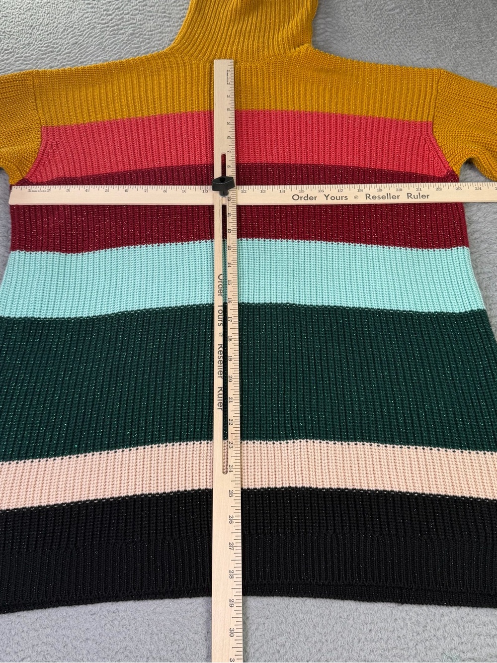 Farm Rio Boldly Striped Sweater Dress Womens XS Multi Turtleneck Metallic Knit - Picture 4 of 10